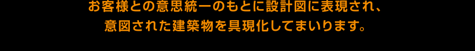 お客様との意思統一のもとに設計図に表現され、
意図された建築物を具現化してまいります。